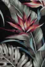 Mohala Black Bark Crepe Upholstery fabric, Bird of Paradise, Cotton Hawaiian vintage style fabric