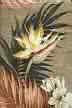 Bird Of Paradise with Hawaiian  Plumeria flowers on a cotton barkcloth
