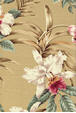Vintage Hawaiian hibiscus and Orchid Flowers ona  44" wide non-upholstery taupe barkcloth