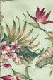 Ulele Sage Tropical Botanical Vintage Hawaiian Fabric Hawaiian Tropical Botanical Vintage Hawaiian Fabric Hawaiian Vintage Bird Of Paradise with Plumeria Flowers on upholstery or drapery fabric.