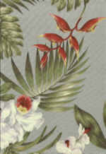 70kohala Hawaiian orchid & heliconia flowers - cotton non-upholstery barkcloth fabric.