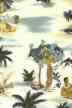 30lele Hula girls and guys, Diamond Head on broadcloth apparel fabric, Hawaiian vintage style fabric