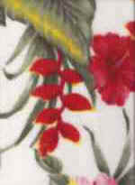 30anea Fleece Hibiscus, Heliconia on light soft polar fleece