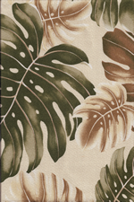 Lau Ivory - leafy tropical Hawaiian bark cloth fabric