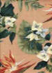 Bird Of Paradise Flowers on a Peach barkcloth fabric
