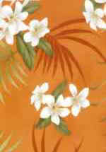 14oko Hawaiian vintage style orange, plumeria apparel fabric