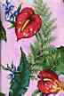 60huki Anthuriums and tropical ferns - cotton barkcloth fabric