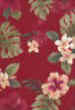 Hibiscus with red & white plumeria� flowers - on a non-upholstery�cotton bark cloth fabric