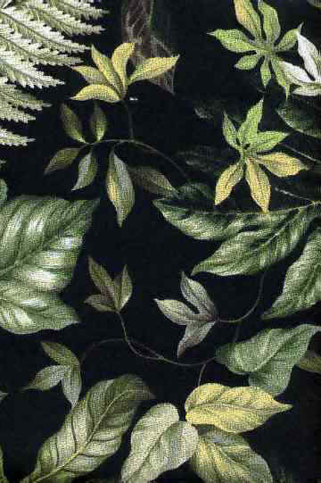 Wao Tropical Botanical Vintage Hawaiian Fabric Hawaiian Ferns on cotton barkcloth fabric.