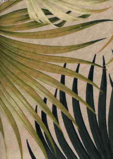 Kailua Butter Tropical Hawaiian Palm Ferns pattern on nubby bark cloth