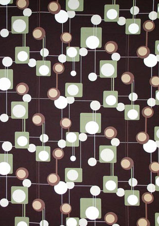 honolulu chocolate Atomic Print -  Mid-Century Modern Bark crepe textured  barkcloth fabric, cotton upholstery fabric.