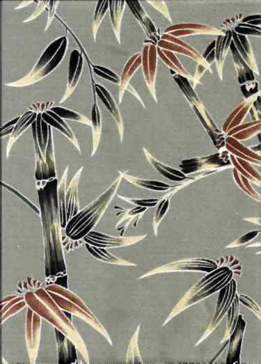 Bamboo Sage. Tropical Botanical Vintage Hawaiian Barkcloth Fabric -  bamboo, bark crepe upholstery fabric.