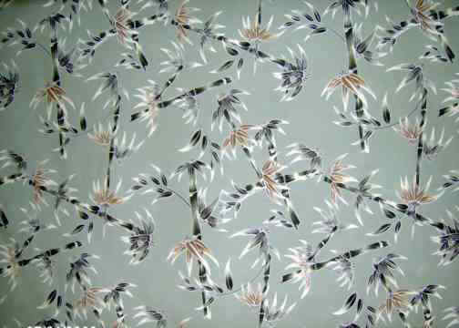 Bamboo Sage. Tropical Botanical Vintage Hawaiian Barkcloth Fabric -  bamboo, cotton bark cloth upholstery fabric.