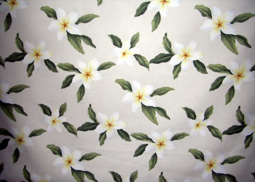 Plumeria Frangipani Flowers on a Natural colored cotton Upholstery Fabric