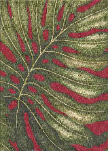 Ohana Red Tropical Hawaiian naholo
 Leaves on a cotton upholstery twill fabric.