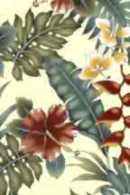 30moki Hibiscus, Heliconia & orchids on cotton broadcloth apparel fabric